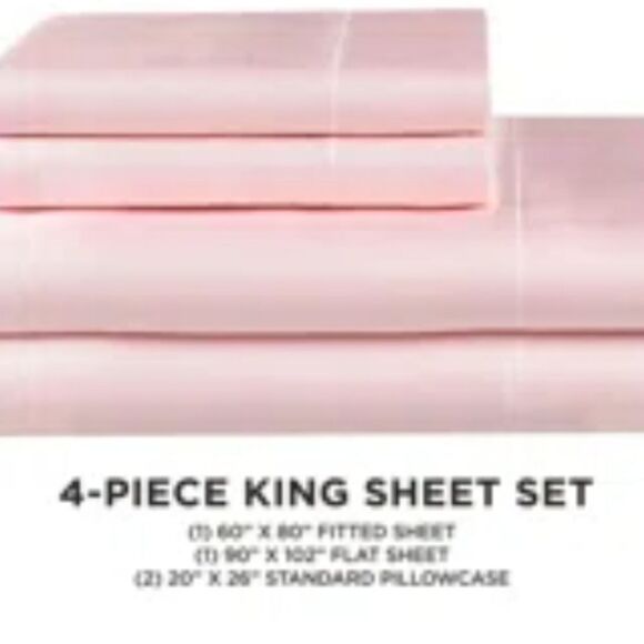 Juicy Couture The Rose Collection Silky Satin 4-PC King Sheet Set- Pink - Picture 5 of 13